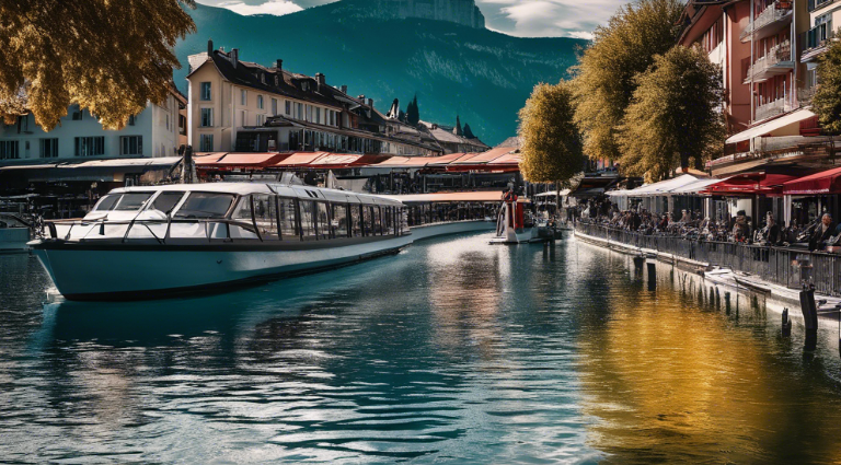 Balade en bateau sur le lac d'Annecy, vue sur les Alpes
